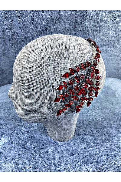 Hobigram Coroană roșie cu două fețe Selen Model Henna și Coroană de mireasă – Coroană, Piatră de cristal, Model elegant, Coroană de mireasă – T