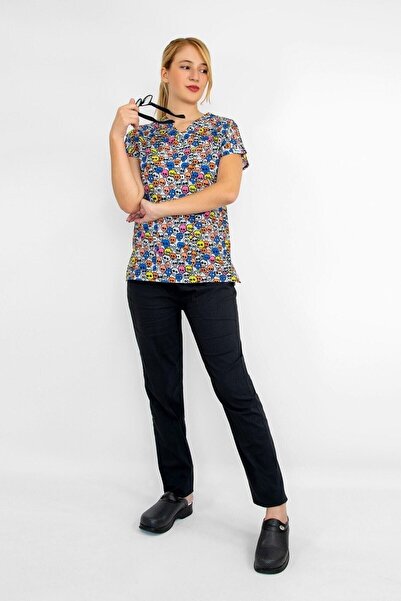 Nur Medikal Giyim Šarene lobanje Sa deznom Sa likrom Gornji i donji deo