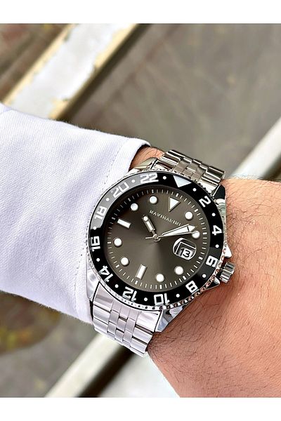 Navimarine Silver Color Steel Strap Men's Wristwatch Bracelet Gift