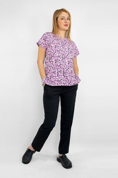 Nur Medikal Giyim Set de sus și de jos din lycra cu model de pinguin vesel