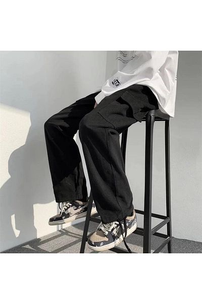 Touz Μαύρο παντελόνι Harajuku Unisex Cargo Pocket