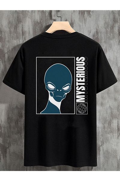 DEEPSENCE Unisex Oversize T-shirt Mysterious Back Print Black