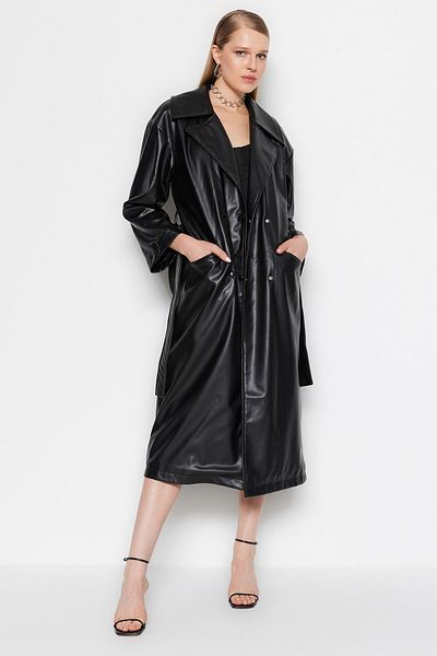Trendyol Collection Trench Coat - Black - Double-breasted