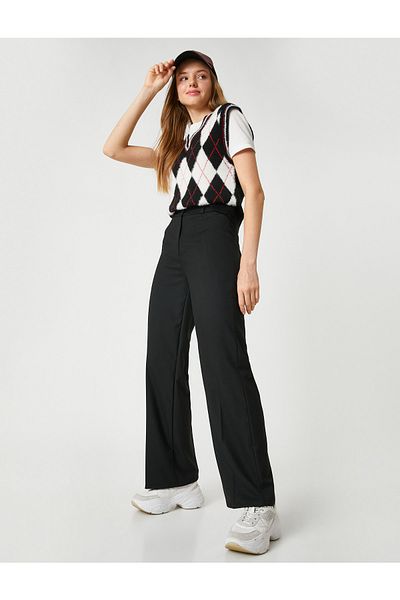 Koton Basic Fabric Trousers Straight Leg Buttoned Zipper Closure
