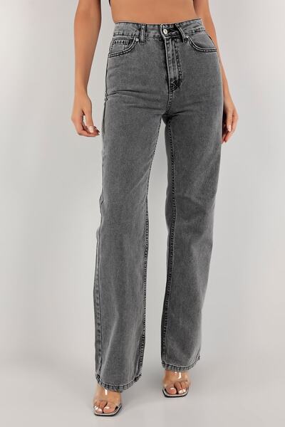 Ramrod Candel Women's Non-Fading Smoked Snow Wash High Waist Plaszo Jeans Loose Leg Jeans Gathering