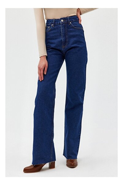 Ramrod Candel Women's Non-Fading Navy Blue High Waist Plaszo Jeans Loose Leg Jeans Collector