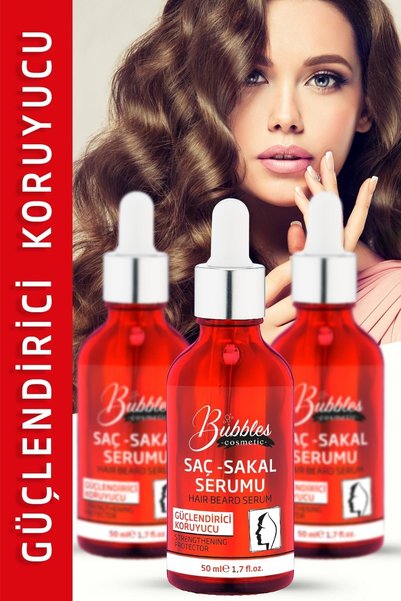bs bubbles cosmetic Kırmızı Serum Saç Ve Sakal Besleyici Dolgunlaştırıcı Canlandırıcı Bakım Yağı 50ml
