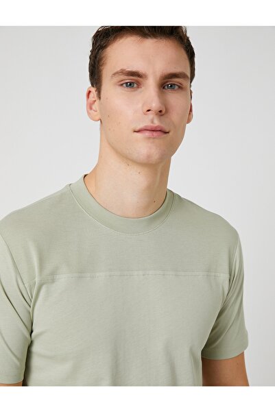 Koton T-Shirt Uomo Basic Manica Corta Girocollo, 100% Poliestere, Verde, Taglia L