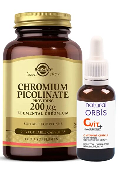 Solgar Chromium Picolinate 200 Mcg 90 Kapsül (VİTAMİN C SERUM 30 ML HEDİYELİ KROMİUM PİKOLİNAT) Skt:03/26