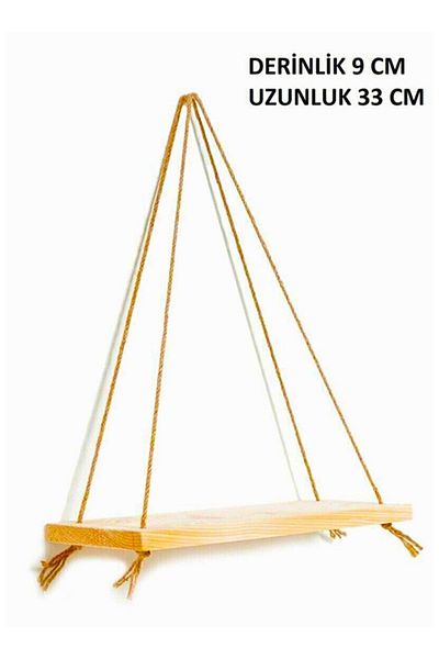 Ahtek Natural Wood Rope Shelf Bookcase