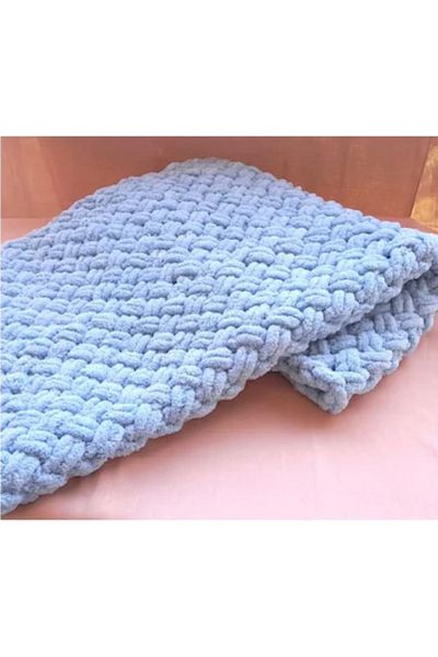 Qardu Alize Hand Knitted Baby Blanket with Puffy Thread