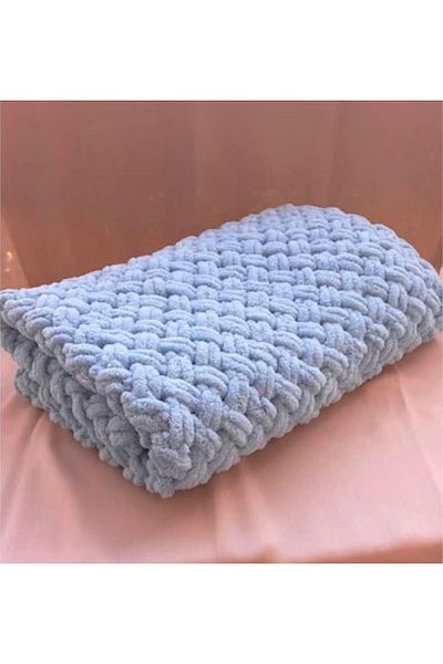 Qardu Alize Hand Knitted Baby Blanket with Puffy Thread
