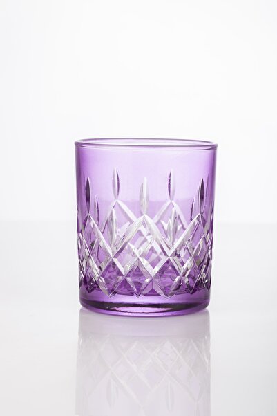 Missi Mor Kristal Kesme Orta Boy Cam Bardak Mumluk Ve Tealight Seti