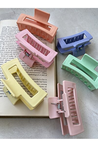 Tahtakaledeyim للنساء 6 قطع مزلاج بإبزيم مربع اللون معكرون