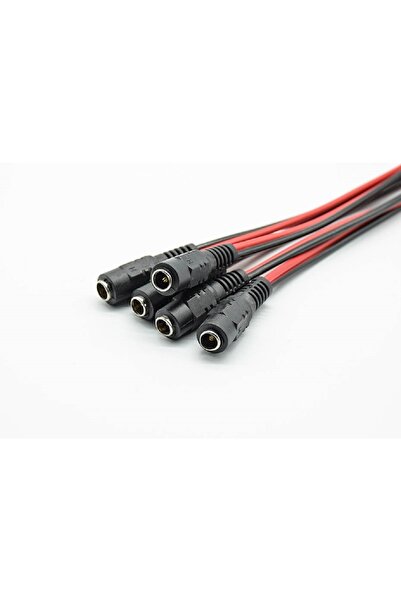 ATAELEKTRONİK 5 Adet Jak Kablosu Fiş Güç Kaynağı 5.5*2.1mm 12v Dc Konnektörler Led Şerit Işık Güvenlik Kamerası