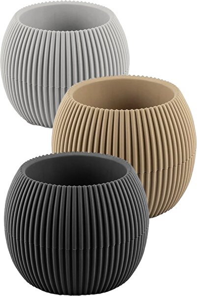 TEMMUZ HOME 3 Adet 0.35 Lt No 2 Kaktüs Ve Çiçekler Için Dekoratif Ve Şık Yuvarlak Mercan Saksı Orta Boy No2