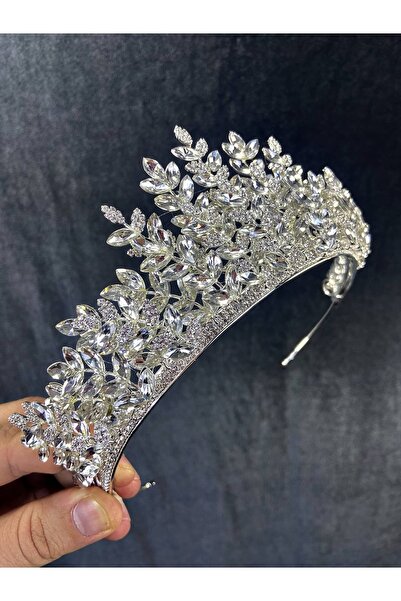 Bride Aksesuar Dünyası Ασημένιο Μοντέλο Sezen 3D Χένα και Στέμμα Νύφης – Στέμ...