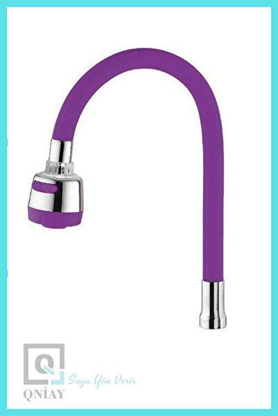QNİAY Mor Esnek Oynar Başlıklı Tasarruflu Silikon Çift Fonksiyonlu Lavabo Mut...
