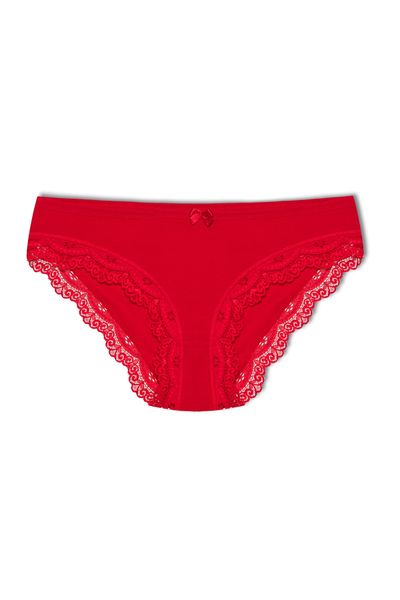 HNX Red Front Lace Back Double Layer Cotton Thong Women's Panties