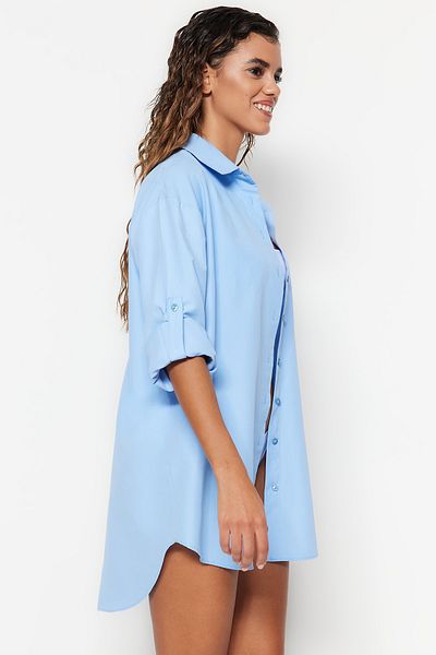 Trendyol Collection Hellblaues gewebtes Hemd TBESS22GO0664
