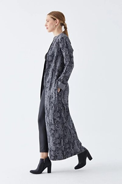 NUR TEKSTİL Kadın Fermuarlı Uzun Kap Pardesü