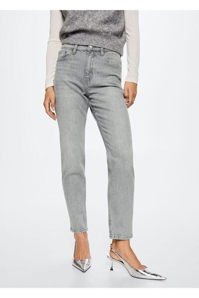 MANGO Woman Blugi Mom Comfort cu talie înaltă