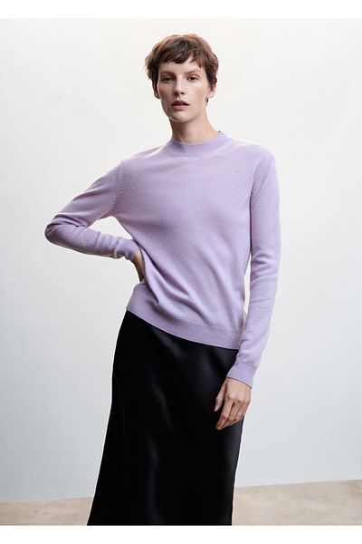 MANGO Woman Vlněný svetr s vysokým límcem