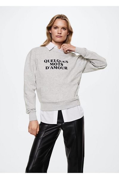 MANGO Woman Sweatshirt aus Baumwolle mit Aufschrift