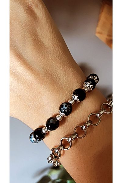 by özllem Anthracite Glass Bead Bracelet Design Set