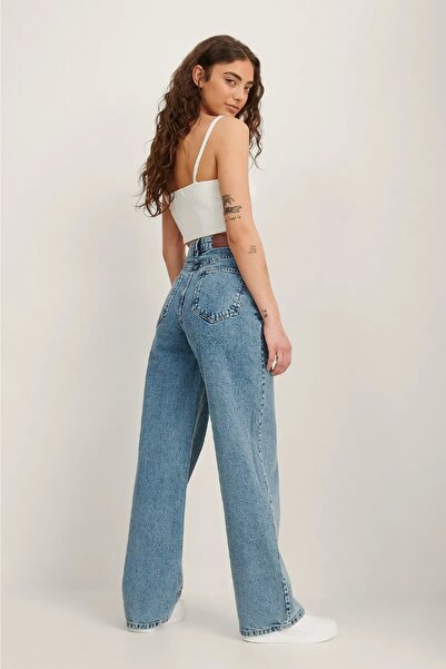 LİMABEL High Waist Blue Palazzo Jeans Lycra Stretchy Jeans