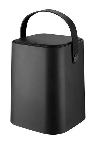 Carat Home 8 Lt Black Countertop with Holding Bucket and Click Lid - Kitchen Top Garbage Can (Large Size)