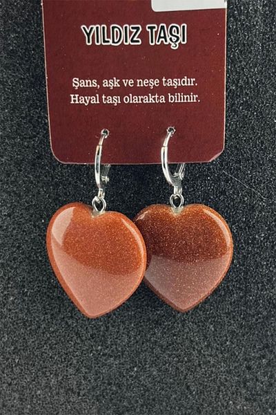 NehirTaş Certified Natural Stone Heart Earrings