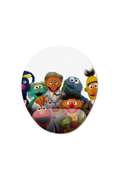 Pixxa موديل لوحة ماوس مع مسند للمعصم من Sesame Street - بيضاوي واحد