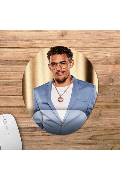 Pixxa Trae Young - أتلانتا هوكس - نموذج لوحة الماوس المدعومة للمعصم من Nba - 2 بيضاوي