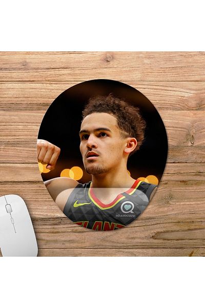 Pixxa Trae Young - أتلانتا هوكس - لوحة ماوس مدعومة بالمعصم من Nba موديل - 1 بيضاوي