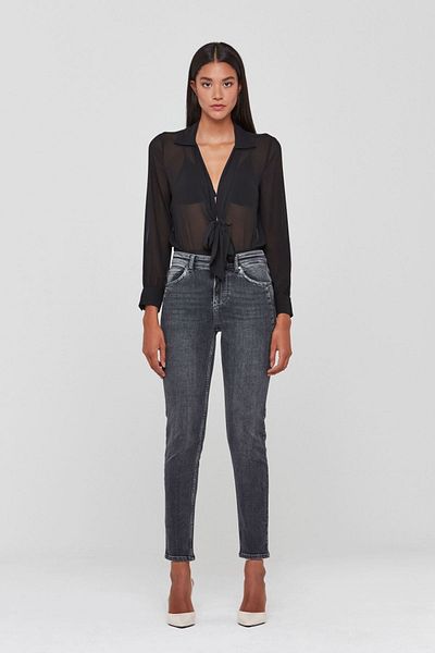 Pantamo Jeans Pantamo Dark Tone Aged Black Cigarette Woman's Jeans
