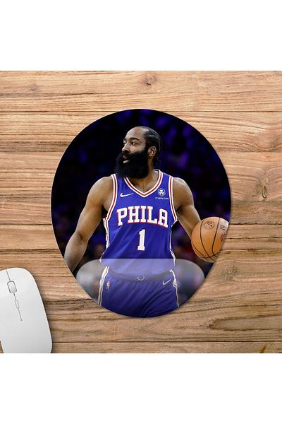 Pixxa جيمس هاردن - فيلادلفيا 76ers - نموذج لوحة ماوس مع دعم المعصم من Nba - 4 بيضاوي
