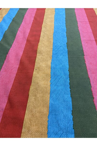 Kumaş sever Gökkuşağı Desenli Petek Krep Ipeker Kumaş Metrelik Çift En Kumaş
