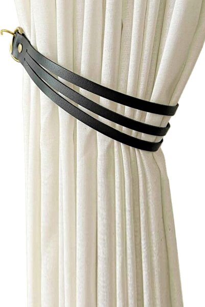 UTKU TASARIM Fon Perde Toparlayıcı Dekoratif 2'li Tül Güneşlik Deri Perde Bağ...