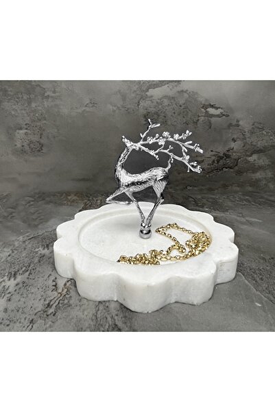 Modestmar Doğal Mermer Takılık Takı Standı, Takı Düzenleyici Gümüş Objeli Ken...