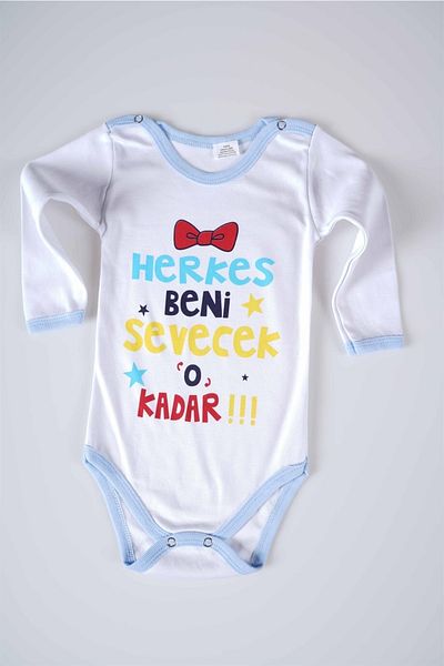 MİNİKO KİDS New Season Everyone Will Love Me Written Baby Kids Long Sleeve Cotton Bady Bodysuit