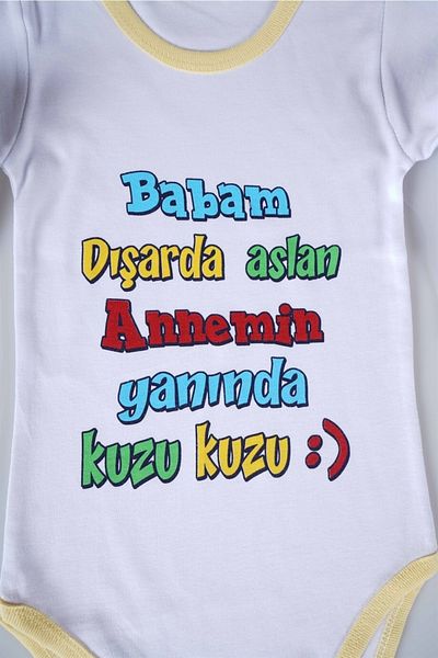 MİNİKO KİDS Baby Kids Long Sleeve Cotton Bady Bodysuit with Lion Written on My Father Outside