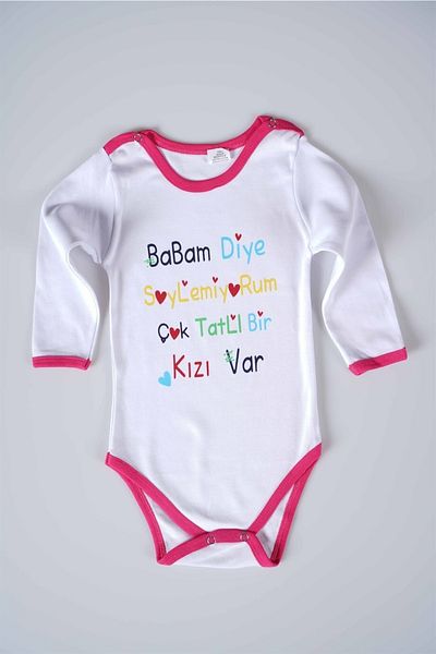 MİNİKO KİDS I Don't Call My Father Written Baby Kids Long Sleeve Cotton Bady Bodysuit