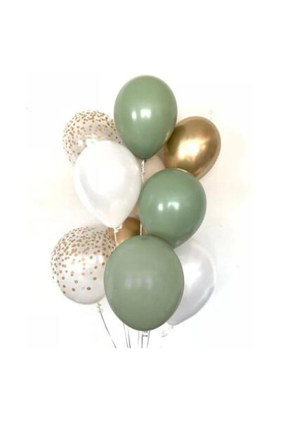 parti sürprizi مجموعة من 10 بالونات لاتكس باللون الأخضر