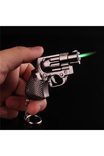 Techmarketi Küçük Tabanca Yaratıcı Çakmak Asılı Çakmak Anahtarlık Doldurulabilir Gaz Çakmak Metal Kasa