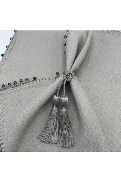KATMERTEKS 12 Pieces Smoked Napkin Ring with Tassel Tie Model