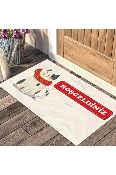 Evsebu Сіро-біла кішка Ласкаво просимо Декоративний килимок перед дверима