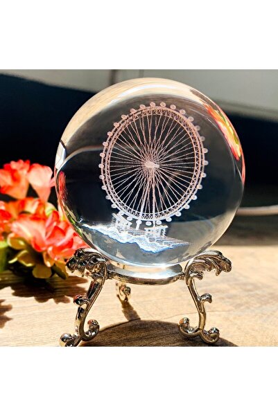 keyfim shop Dekoratif Metal Ayaklı Dönme Dolap 3d Cam Küre