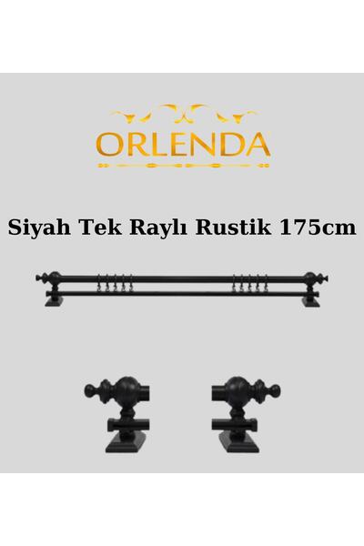 Orlenda Σωλήνας Αλουμινίου Ρουστίκ Κουρτίνα Κρεμάστρα Μονότροφο με Μαύρη Ξύλι...