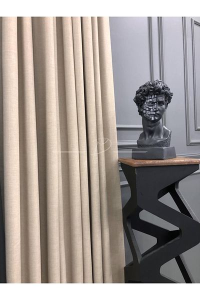 rendecioğlutekstil Background Curtain Natural Linen Ultra Draped Luxury Curtain